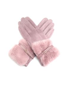 C027 Faux Fur Buckle Gloves