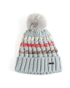 D014 Striped Bobble Hat